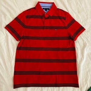 Tommy Hilfiger men’s Red and black striped Polo  shirt size S